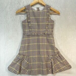 Janie and Jack Equestrian Shop Plaid Dress Ruffle Cotton Blend Party‎ Size 8
